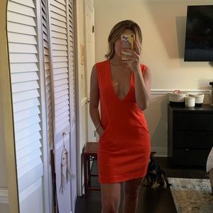 Orange low-v Free People dress